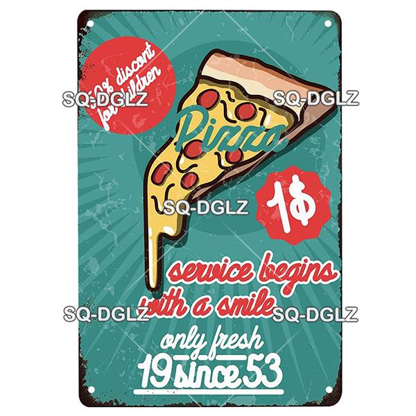 Vintage Metal Tin Sign Pizza Party Wall Decor Retro Kitchen Cafe Bar Home Plaque
