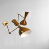 Mid-Century Italian Brass Wall Sconce Pair Brown Diabolo Lamps