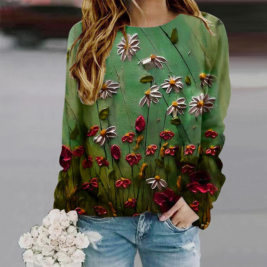 Топы для женщин с принтом масляной живописи и лаванды — фото 5