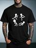 Unisex Summer White Short Sleeve Tee Circle Running Stick Figures Simple Graphic Print Crew Neck Loose Casual Male Daily Tops