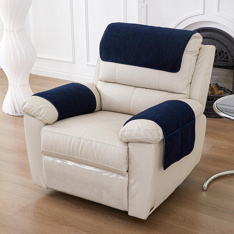 3Pcs Stretchy Fleece Furniture Sofa Armrest Cover With Pockets Sofa Headrest Towel Velvet Non Slip Couch Chair Arm Protector