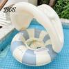 Leichter Schwimmring Baby mit abnehmbarem Verdeck, Aufblasbarer gestreifter Pool-Schwimmring Sitz mit Griff, Sonnenschutz Schwimmen für Kleinkinder Outdoor