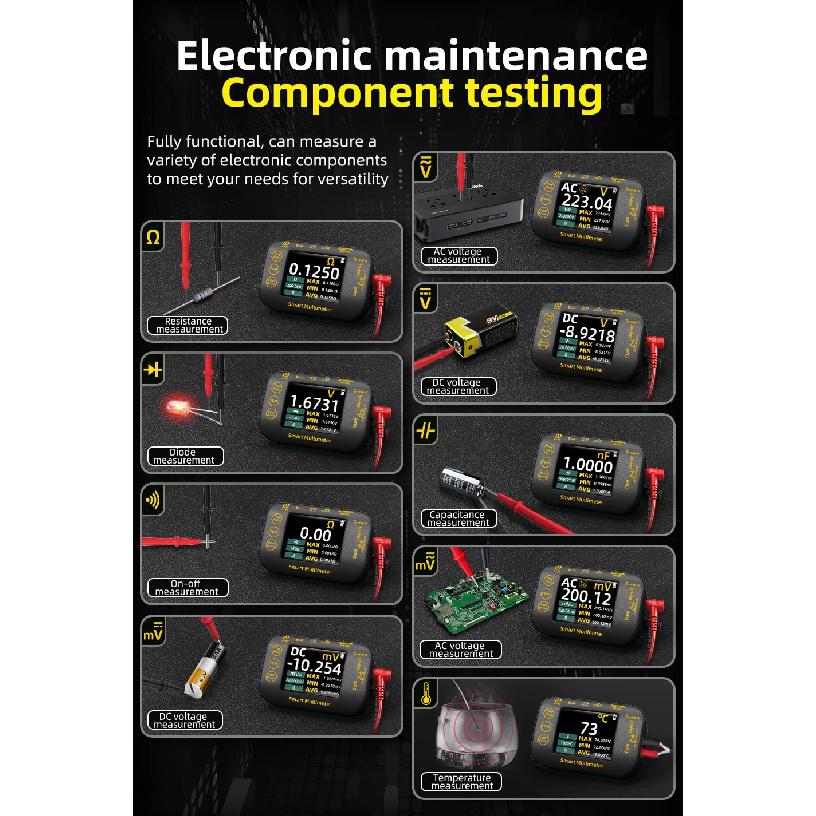 S450 Intelligent Digital Multimeter 20000 Counts Voltage Real-Time Waveform Recording Temperature Test Lithium Battery Voltmeter