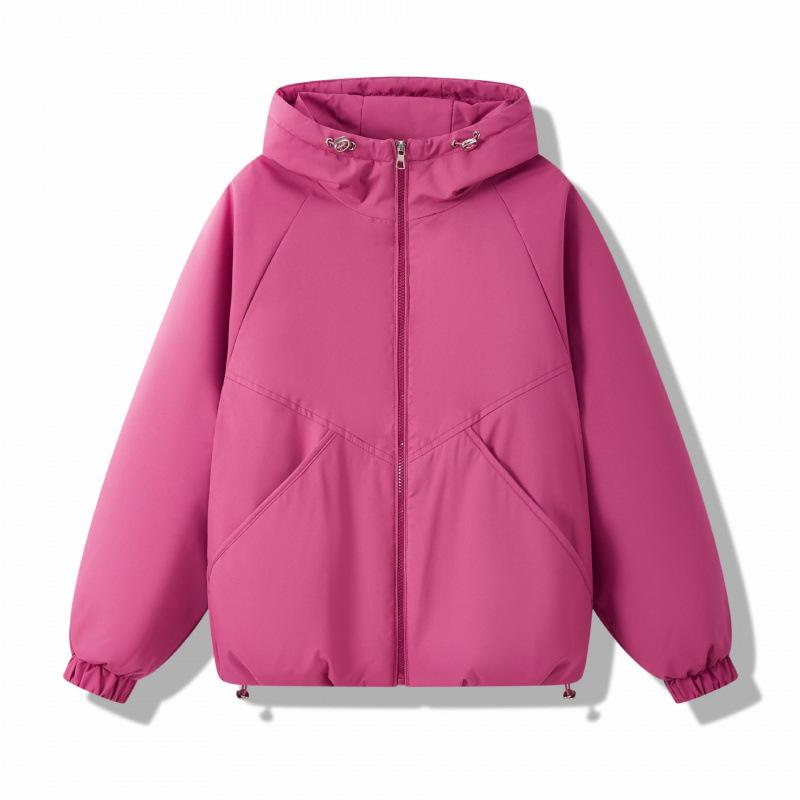 2025 Autumn/Winter Hooded Cotton-Padded Short Jacket - Casual Loose Fit Windbreaker with Drawstring