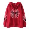 2023 Cross-border spider web zipper foreign trade sweater street tide spring and autumn hoodie American retro casual coat women
