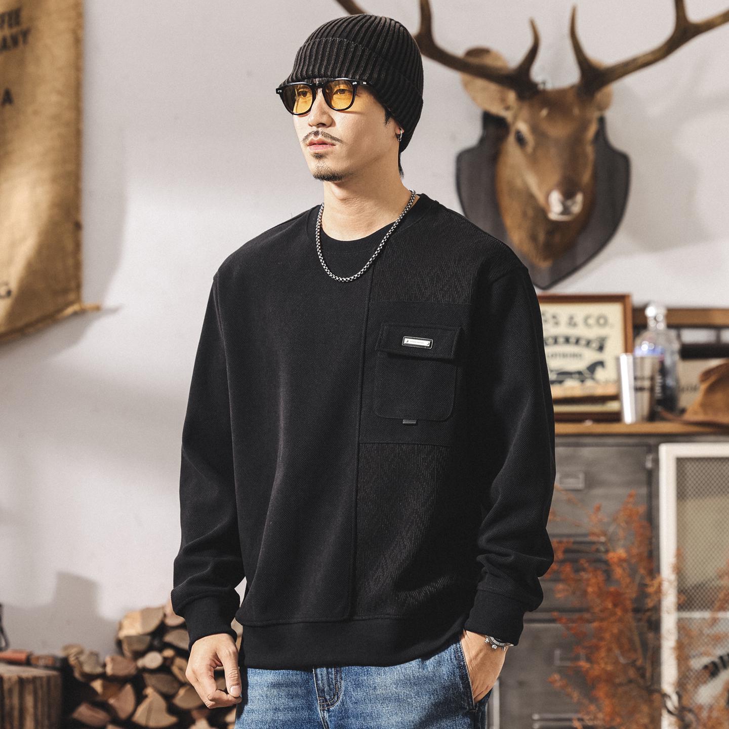 

Men s 2025 Retro Fleece-Lined Jacquard Hoodie – Cat s Eye Design, Trendy Loose Fit, Plus Size for Spring/Autumn L for 125–145 jin
