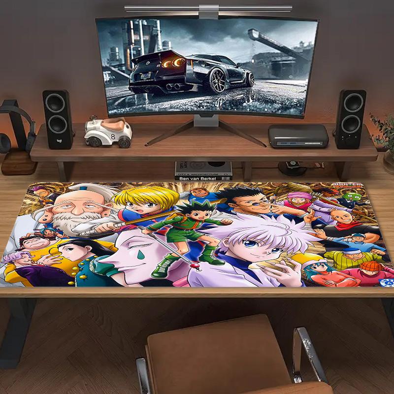 Tappetino per Mouse Anime Hunter x Hunter Grande Cuscino per Tavolo da Gioco Antiscivolo per Laptop Tablet Mousepad Grande Tappetino XXL Mini PC Playmat Con bordo bloccato