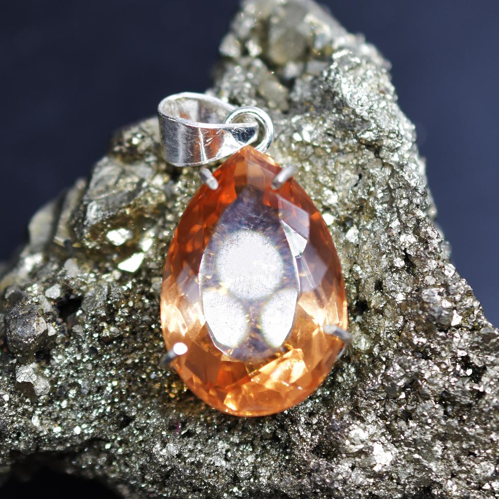 75.90 Honey Topaz Pendant Lab Created 925 Sterling Silve Gemstone CERTIFIED my-369-k