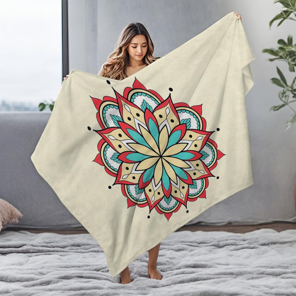Böhmisches Mandala-Muster Flanell bedruckte Decke geeignet für alle Jahreszeiten geeignet für Wohnzimmer Büro Sofa und Reisen