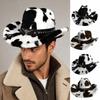 Polyesterový plyšový kovbojský klobouk Široký okraj Plyšová kovbojská čepice Nadýchaný západní klobouk pro cowgirl Streetwear Denní