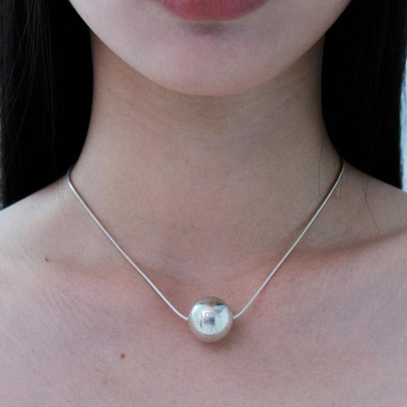 lowool Big ball silver necklace