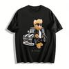 Vintage Motorrad Bärenprint Lässiges T-Shirt Unisex Trendiges Oberteil Reines Baumwoll-T-Shirt
