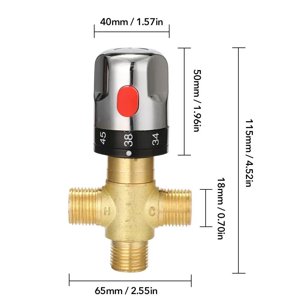 Rubinetto Termostatico in Ottone per Zona Bagno Valvola Miscelatrice Termostatica Regolabile Valvola di Regolazione Temperatura Miscelazione Acqua Per Scaldabagno