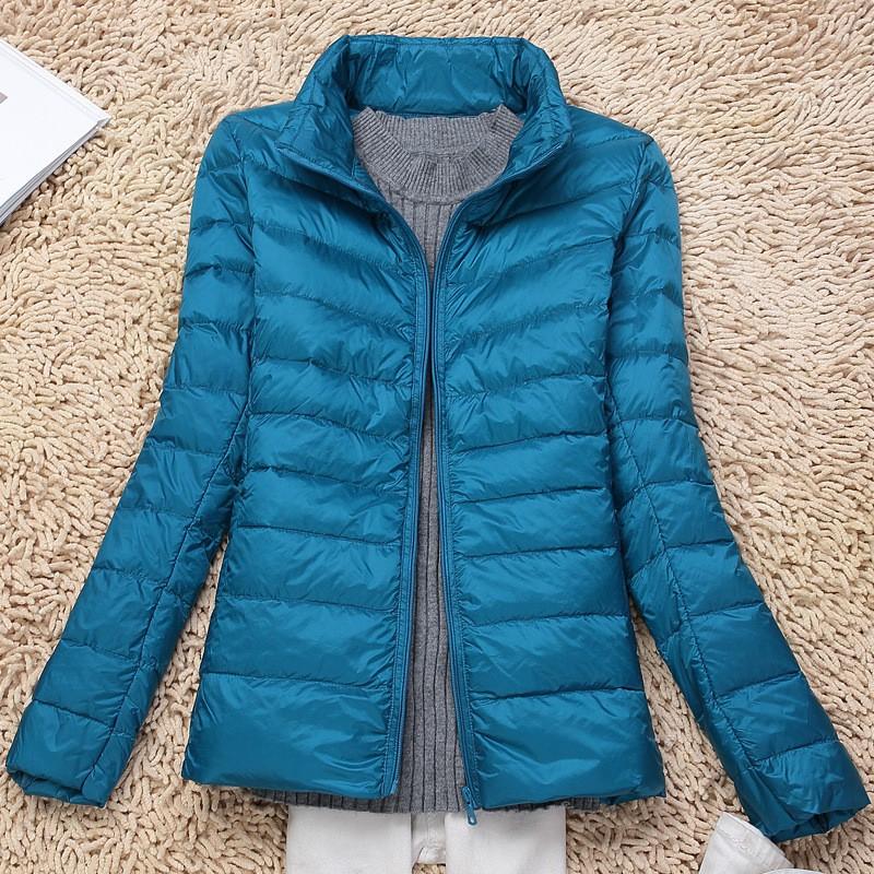 Womens Lightweight Packable Down Jacket Thin Short Puffer Coat With Stand Collar Slim Fit