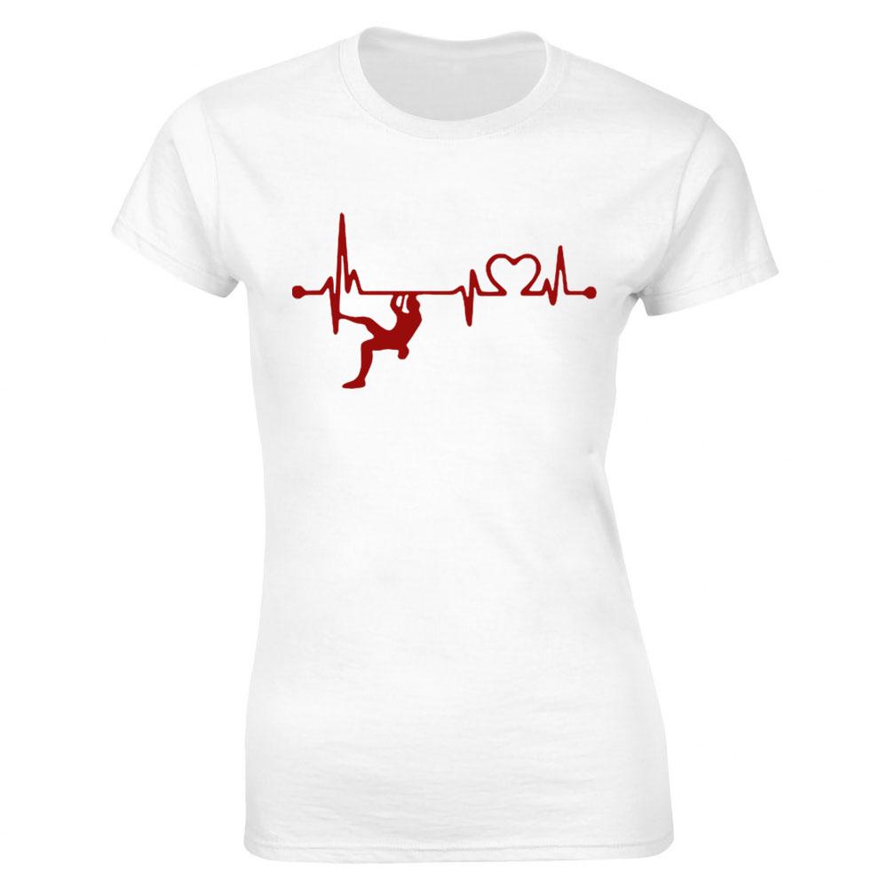 Kletterer Cooles Klettern T-Shirt Baumwolle Geburtstagsgeschenk Kurzarm Rundhals Hip Hop Berg Herzschlag T-Shirt Streetwear Damen