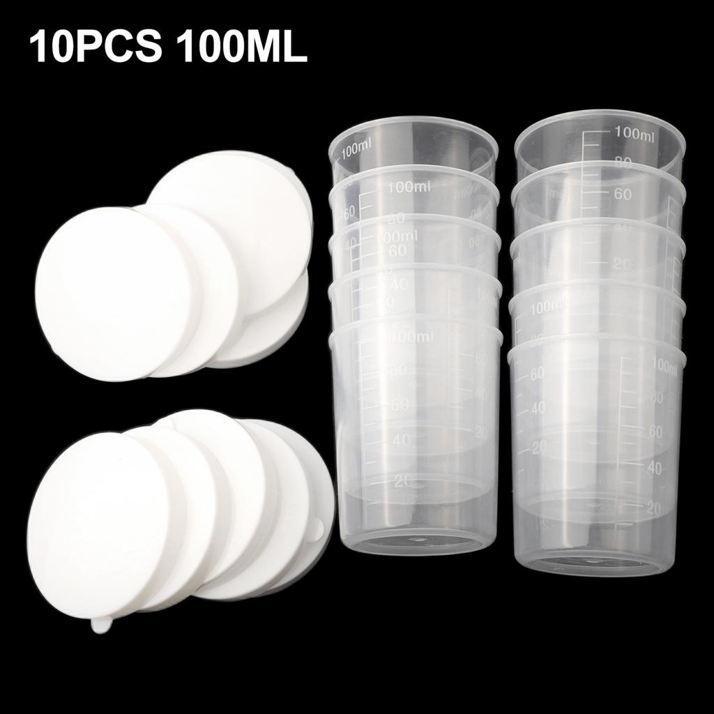 10x 100ML Plastic Liquid Measuring Cup Glue Resin Mixing Tool Kitchen Accessory