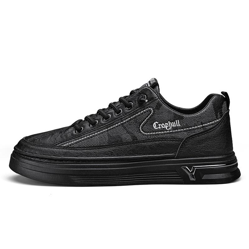Nuove scarpe sportive casual in pelle da uomo stile retrò, comode suole spesse e scarpe con rialzo