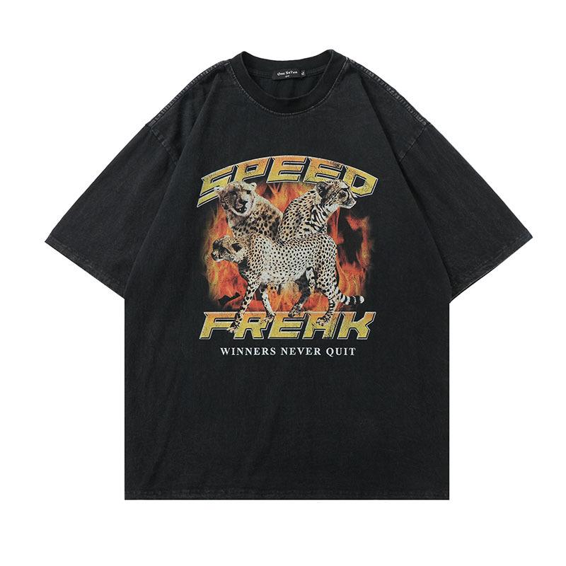 High Street Vintage Figure Billie Hip Hop Rapper Printed Short Sleeve T-Shirt Men'S And Women'S Street Half Sleeve Tide