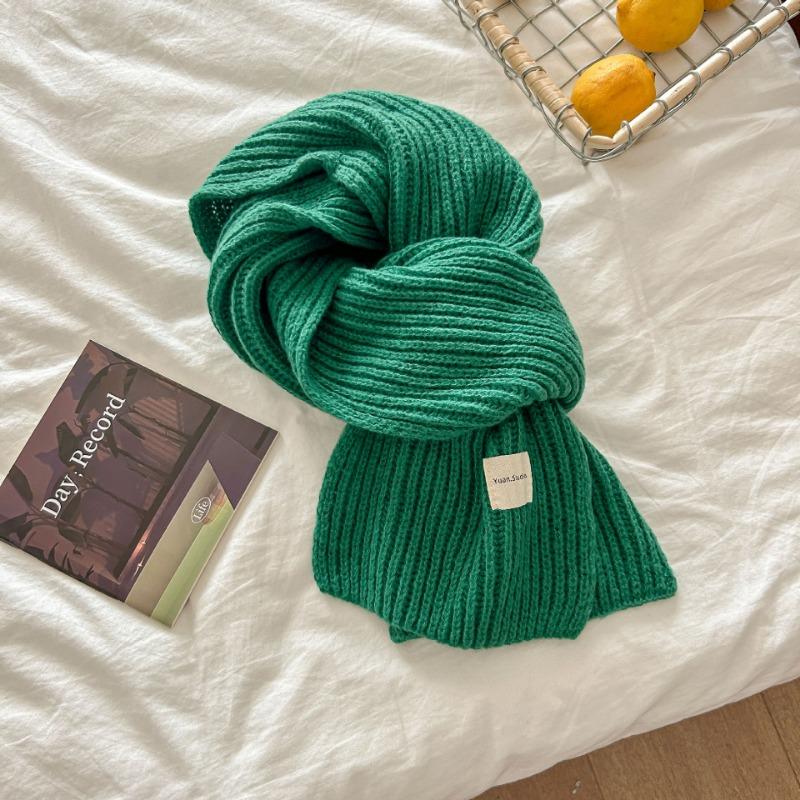 Solid color new scarf women's autumn and winter simple versatile scarf student couple knitted wool warm scarf