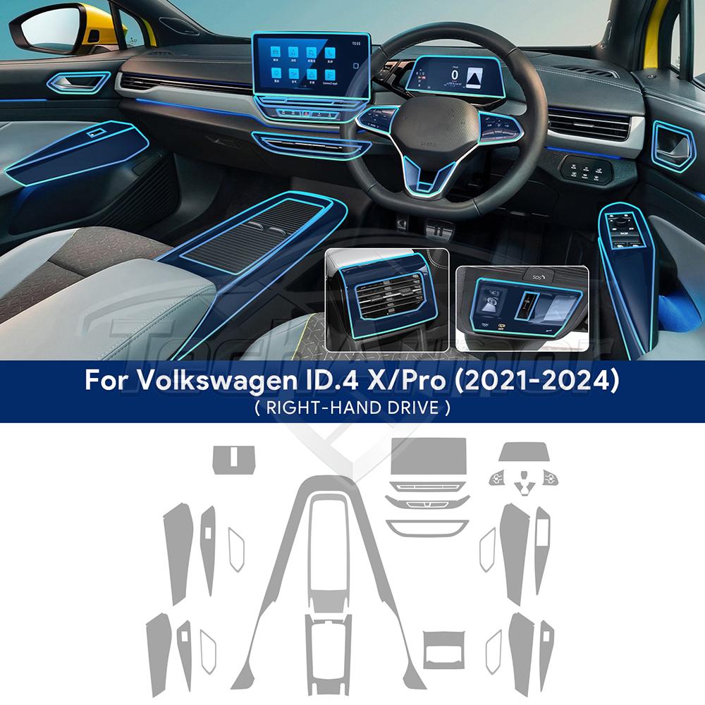 Car Interior TPU Protective Anti-scratch Film For VW ID.4 ID4 Crozz GTX X Pro -2024 Auto Protective Transparent Sticker Trim