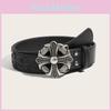 Cross Mens Punk Flower Designer Belt With Alloy Buckle And Detail Studded