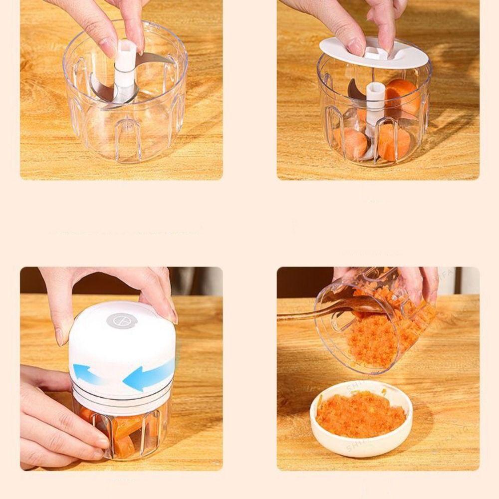 250mL Electric Food Chopper USB Rechargeable Ginger Crusher Chopping Vegetable