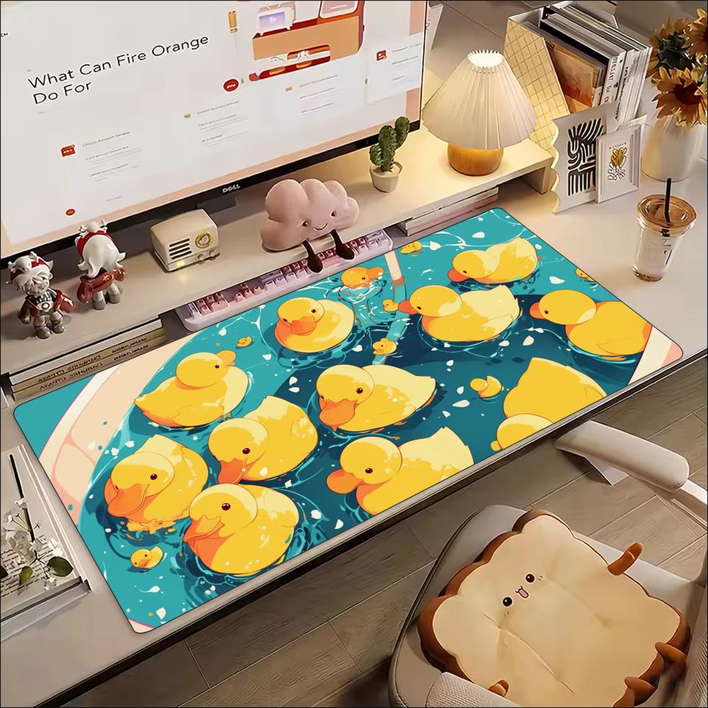 Cute Duckling Pond Gaming Mousepad Cartoon Riverside Desk Mat NonSlip Rubber Stitched Edge Pad For Pc Gaming Enthusiasts