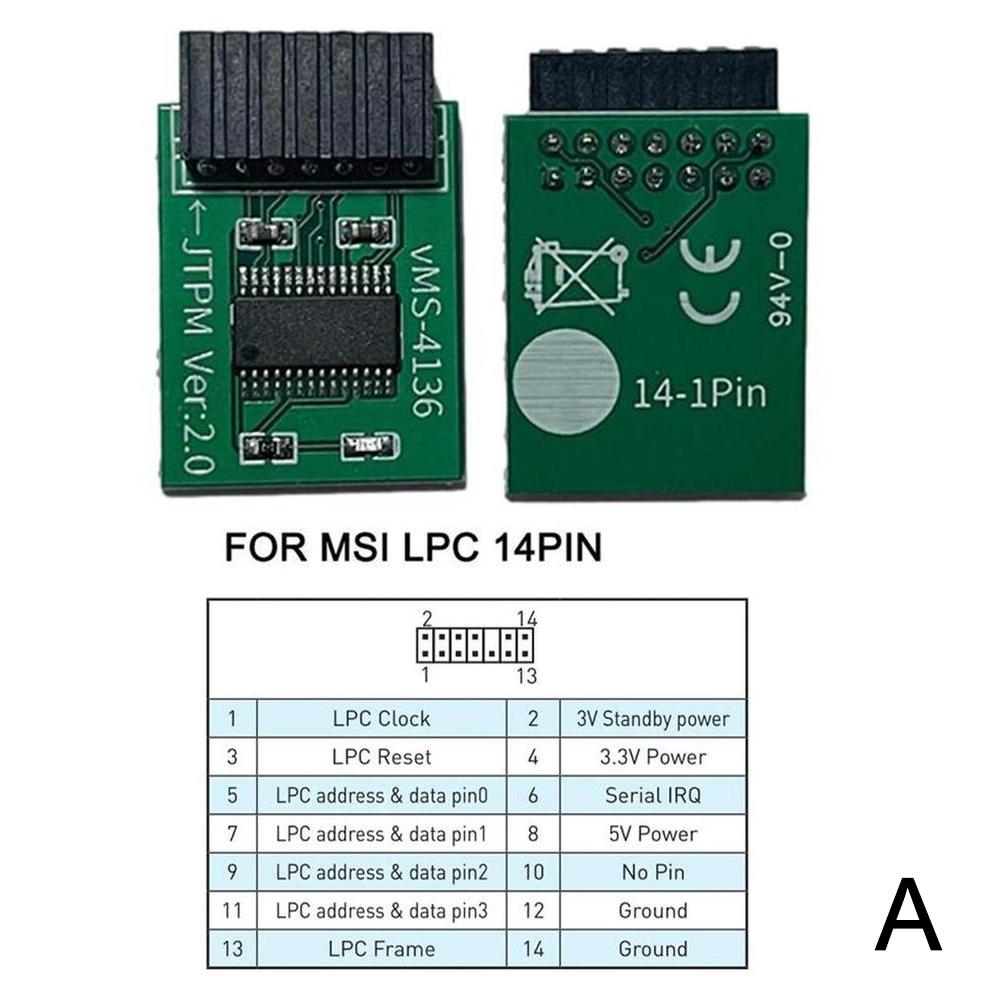 TPM 2.0 Encryption Security Module Remote Card 12 to 20 Pin for Windows 11 Upgrade Multi- Motherboard Support Secure Data