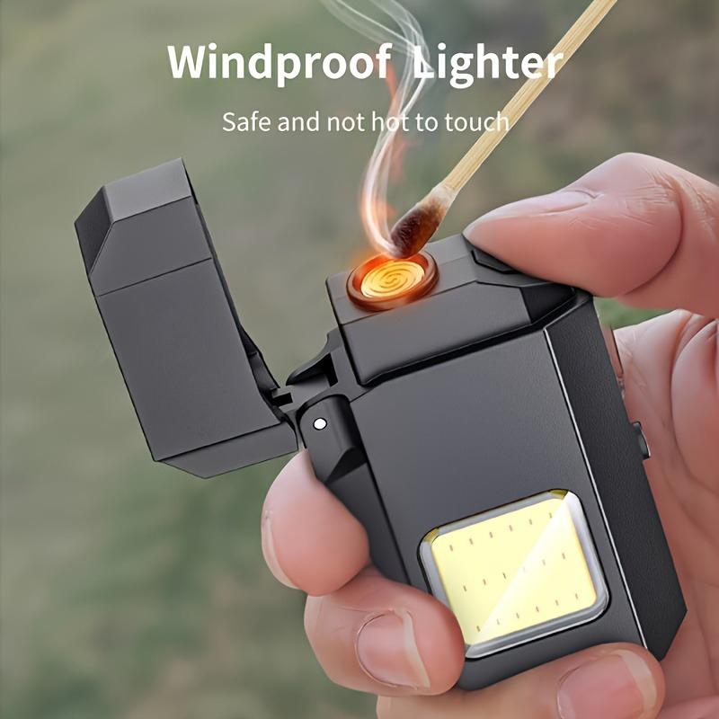 Torcia e accendino ricaricabili 2-in-1 con funzionamento a un clic adatti per campeggio, sopravvivenza, trasporto quotidiano, attrezzatura da campeggio, equipaggiamento