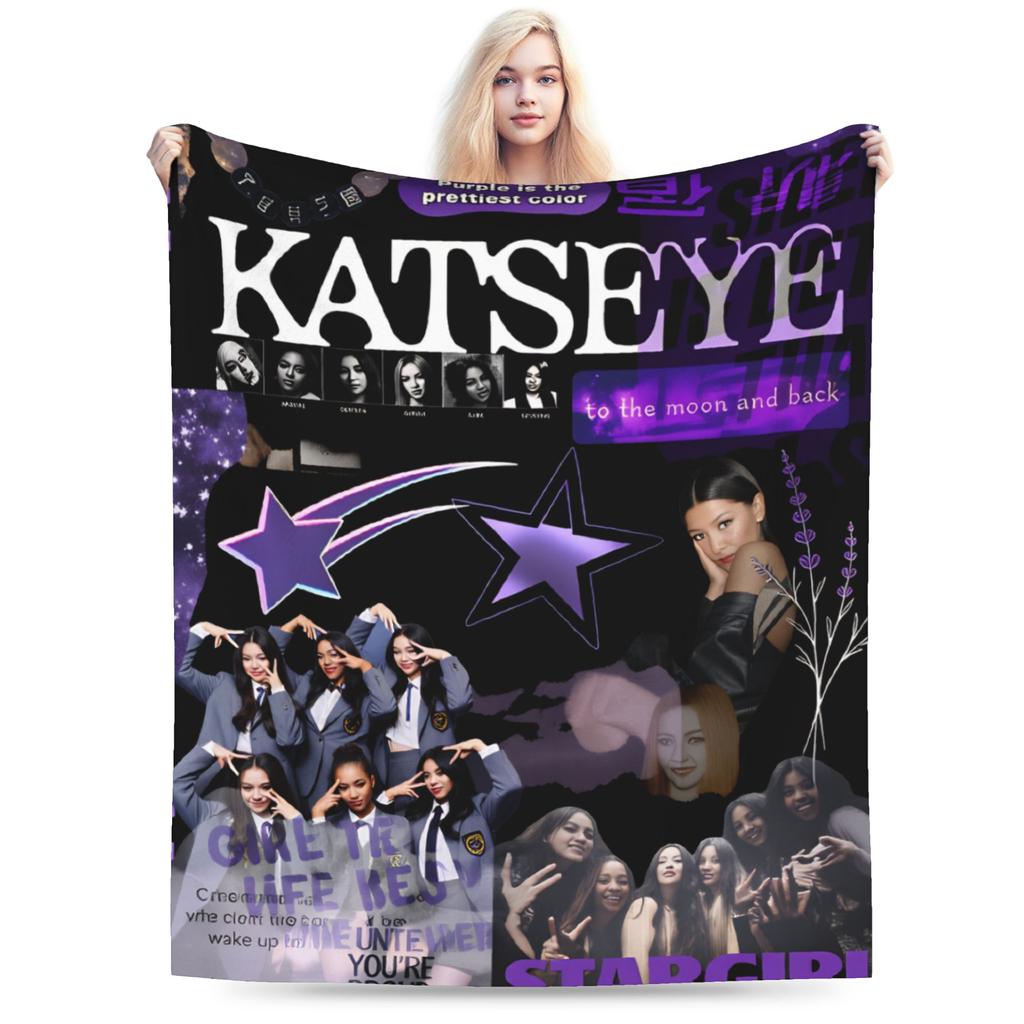 Katseye Kpop hudba Super měkká deka Studentská plyšová přehozová deka Vtipná na pohovku křeslo Flanelové přehozy Potah na pohovku postel