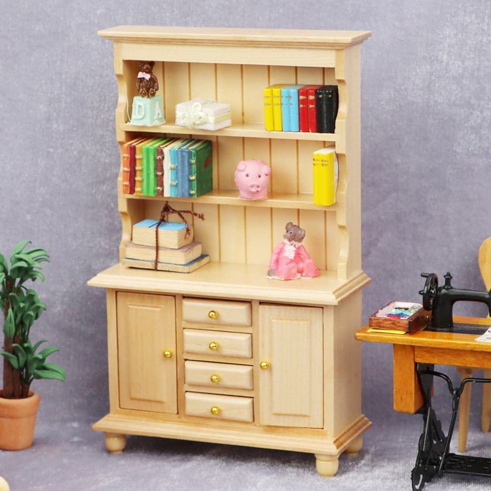 Moin Moin Miniature Furniture Dollhouse Shelf Width 9 X Height 16 X Depth 4cm Natural Wood Cupboard Wooden Cupboard Dining Kitchen Doll Doll Retro