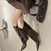 Pointed Thin Heel Boots 2025 Autumn and Winter New Buckle Slim High Heel Trouser Boots Niche Versatile Fashion Boots