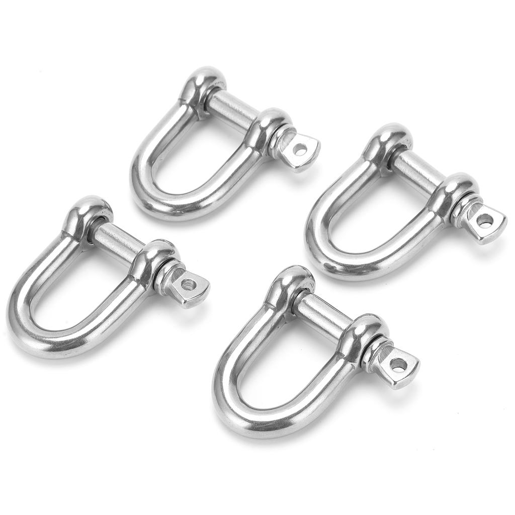 4Pcs M10 Straight D Shackle Stainless Steel D Type Short Breaking D Rigging Shackle Hooks