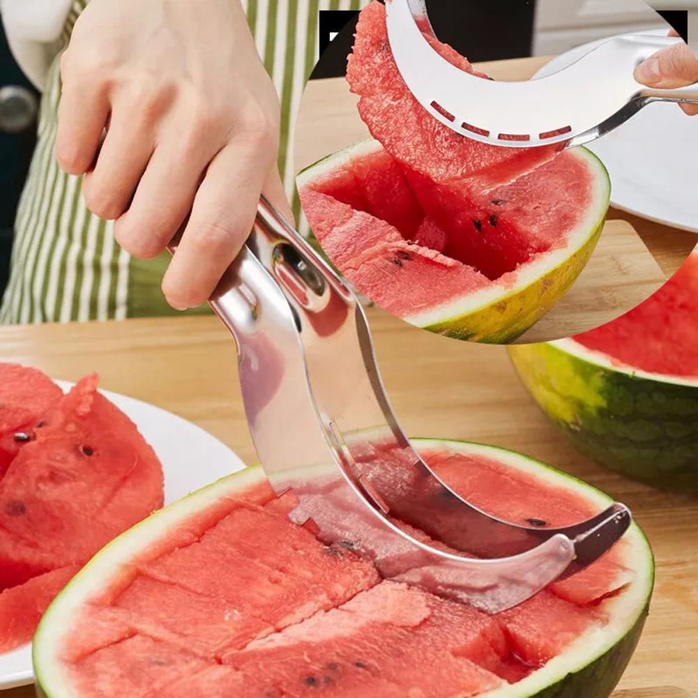 1-5pc Stainless Watermelon Slicer Cutter Non-Slip Handle Melon Fruit Slicer Digger Tool Kitchen Gadgets for Pineapple Cantaloupe