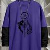 J1417 Yin-Yang Fish Print 2-in-1 Look Long Sleeve T-Shirt Men's High Street Comfort Streetwear Fashion Top
