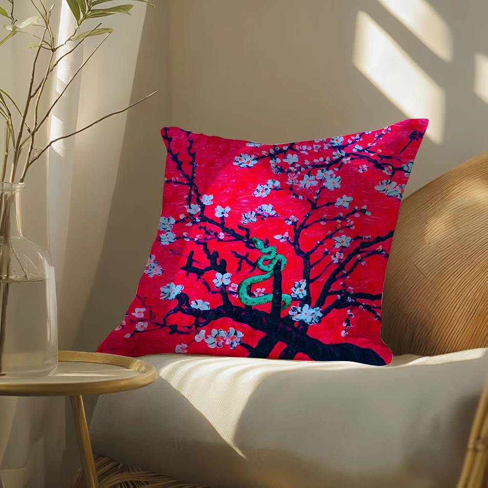 Watercolor Painting of Orchid Plants Pillow Case Silky elegant Comfort Sofa Bed Invisible zipper Beach pillowcase