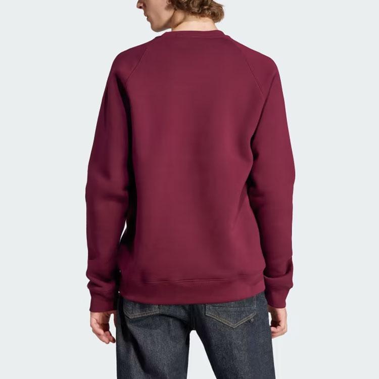 Adidas Originals Trefoil Essentials Crewneck Solid Logo Long Sleeve Sweatshirt Men tops Burgundy II5793