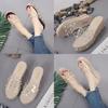 Elegant Women Pearl High-heeled Slippers With Grass Thick-soled Outdoor Sandals