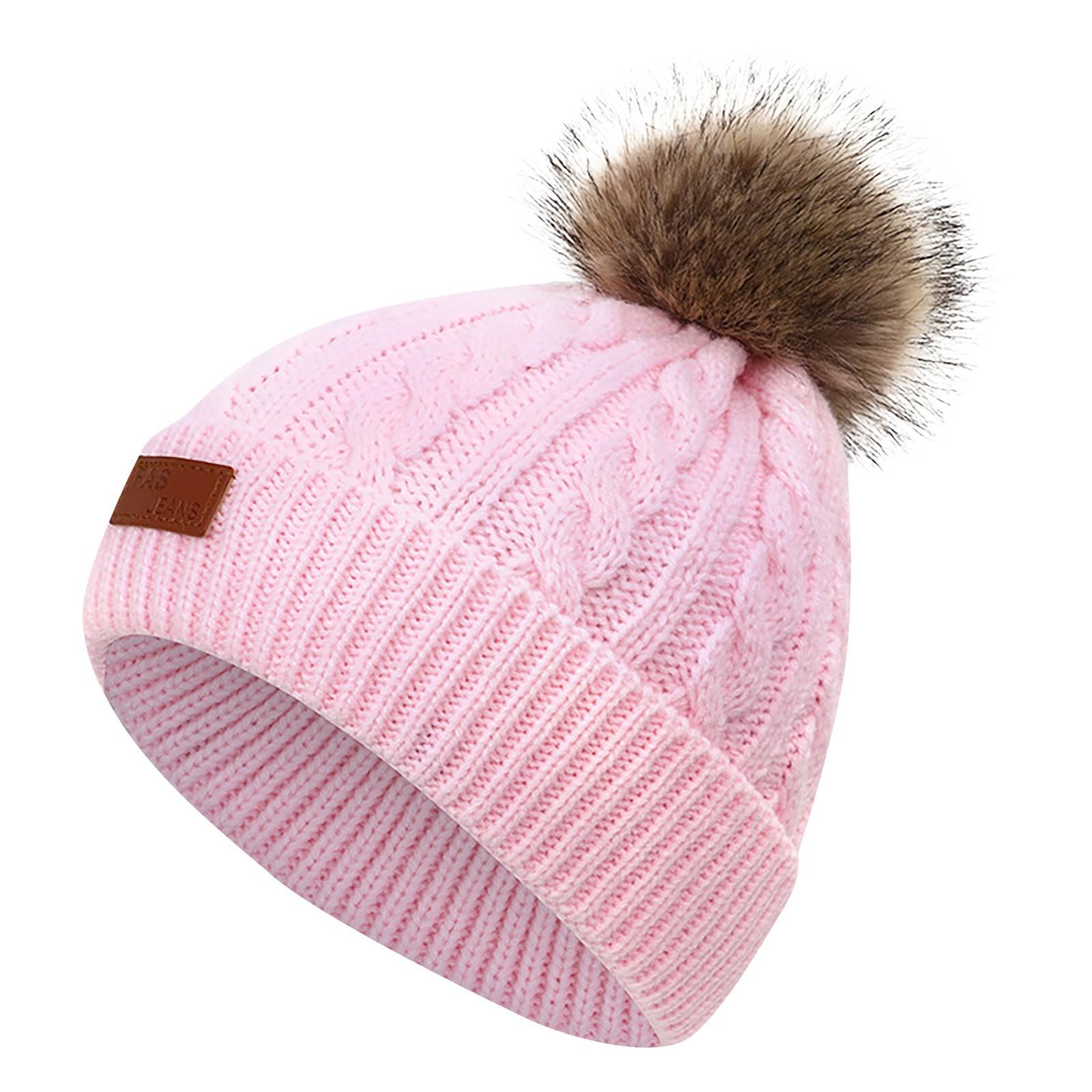 

(проектор)Зимние шапки для маленьких мальчиков и девочек, теплые вязаные простые шапки с помпоном, связанные крючком One Size