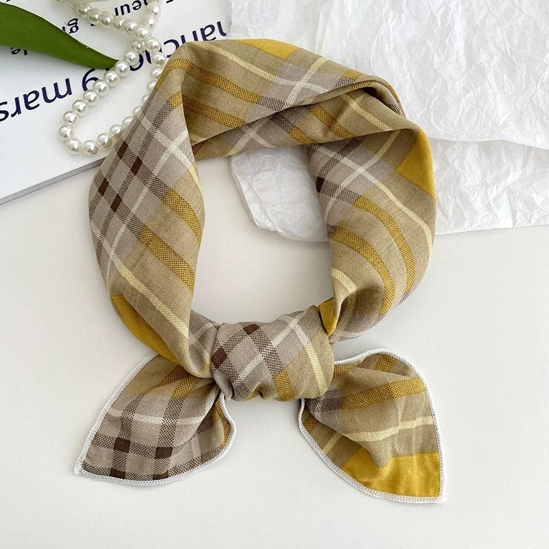 56cm Soft Retro Soft Cotton Square Scarf for Women Neckerchief Cotton Headscarf Floral Printed Small Scarf Hijabs