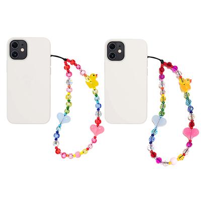 Colorful Beaded Phone Charm Summer Beach Animal Duck Heart Cell Phone Strap Lanyard Trendy Y2K Accessories
