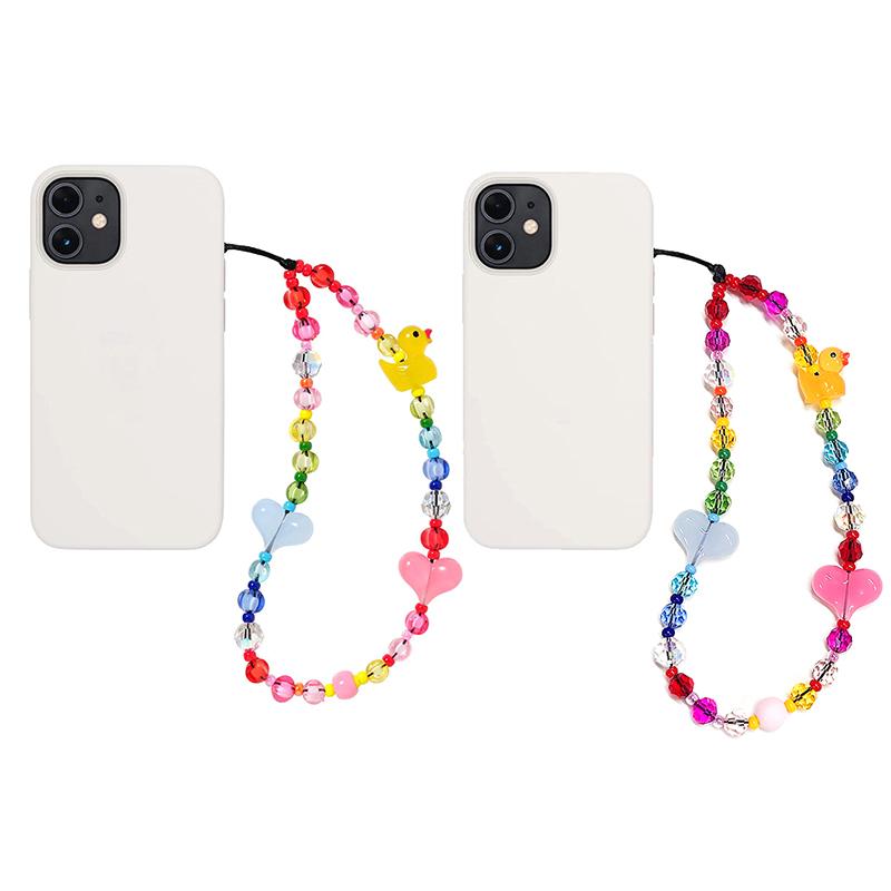 Bunter Perlen-Handyanhänger Sommer Strand Tier Ente Herz Handyband Lanyard Trendy Y2K Accessoires