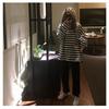 Autumn Striped Loose Long Sleeved T-shirt for Women