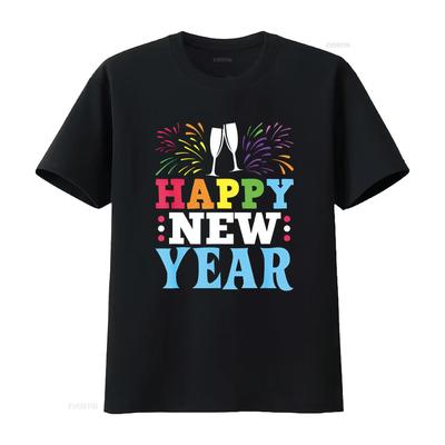 HAPPY NEW YEAR T-Shirt 2024 Silvester Kinder Vintage Gewaschen Lässig Bequem Vielseitig Unisex Mode Stilvolles Oberteil Für Den Alltag