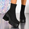 Women's Boots Square Heel 4.5cm Waterproof Platform One Kick Shoes Women Dress 10.5cm Heel High Concise New Zapatillas De Mujer