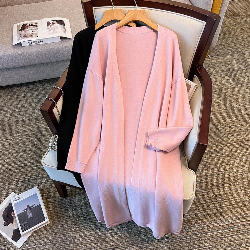 

Женский длинный кардиган-шаль большого размера, Обхват груди 150/160 см, 90-158 кг. 2XL чёрный