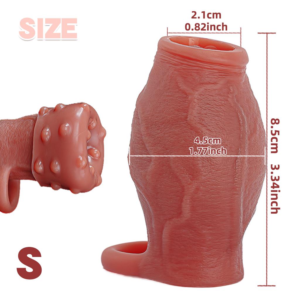 Enlarged and Thicken Cock Sleeve Lock Sperm Penis Ring Adult Men Sex Toy Soft Silicone Dick Sleeve Enlargement Male 18+ Sexy Toy