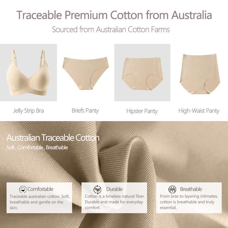 High-quality Australian traceability cotton jelly glue bra, beautiful back, big chest, small steel ring-free breathable and seamless underwear