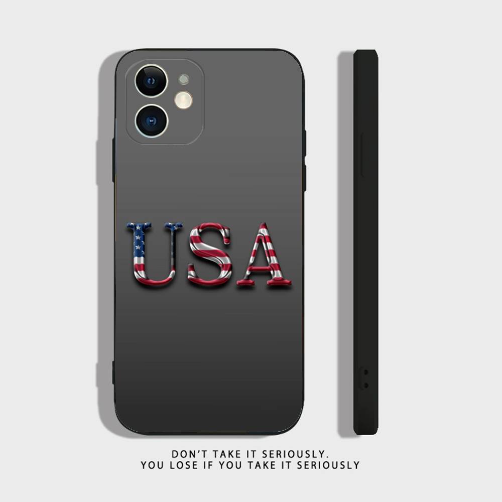 America USA Flag Cool Phone Case For iPhone 17 16,15,14,13,12,11,Pro,XS,Max,XR,Plus,Mini Soft Silicone Black Shockproof