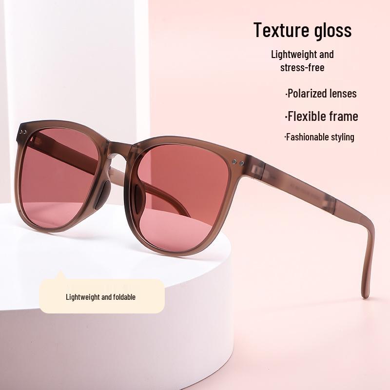 Women's Polarized Folding Sunglasses - Anti-UV, Large Frame, Internet Celebrity Style for a Chic, Face-Slimming Look